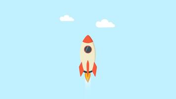 rockets flying in space, moving stars. Rocket, launch, and startup animation. video