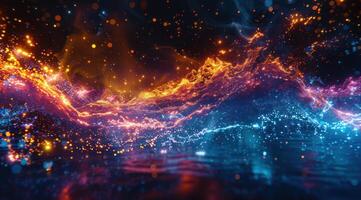 AI generated the wave of colorful light shows in the dark background photo