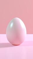 AI generated isolated egg on a white surface with a pink background photo