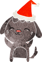 vrolijke retro cartoon van een hond met een kerstmuts png