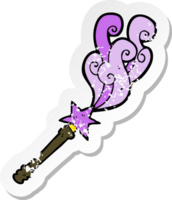 retro distressed sticker of a cartoon magic wand casting spell png