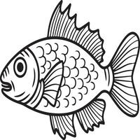 Fish coloring pages for coloring book. Fish outline pages. Fish outline vector