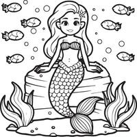 Mermaid coloring pages for coloring book. Mermaid outline coloring pages. Mermaid coloring pages vector