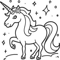 Unicorn coloring pages. Unicorn outline vector images. Cute design unicorn outline vector