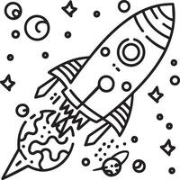 Space coloring pages. Space outline vector for coloring book