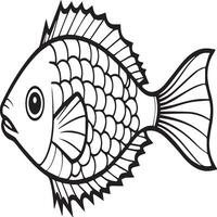 Fish coloring pages for coloring book. Fish outline pages. Fish outline vector