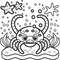 Ocean animals coloring pages. Sea life coloring pages. Ocean animal outline images. Ocean animals vector outline coloring pages