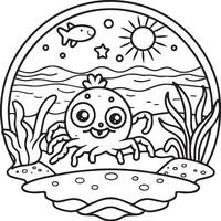 Ocean animals coloring pages. Sea life coloring pages. Ocean animal outline images. Ocean animals vector outline coloring pages