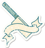 grunge sticker with banner of a meat cleaver png