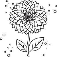 Dahlia flower coloring pages. Dahlia flowers outline vector