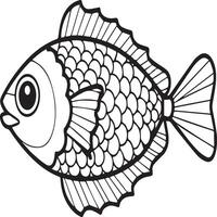 Fish coloring pages for coloring book. Fish outline pages. Fish outline vector