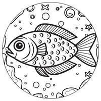 Fish coloring pages for coloring book. Fish outline pages. Fish outline vector