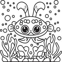 Sea creatures coloring pages. sea creatures outline for coloring book vector