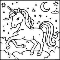 Unicorn coloring pages. Unicorn outline vector images. Cute design unicorn outline vector