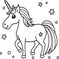 Unicorn coloring pages. Unicorn outline vector images. Cute design unicorn outline vector