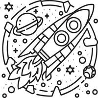 Space coloring pages. Space outline vector for coloring book