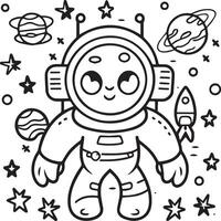 Space coloring pages. Space outline vector for coloring book