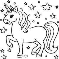 Unicorn coloring pages. Unicorn outline vector images. Cute design unicorn outline vector