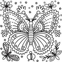 Butterflies coloring page. Butterflies outline vector image. Cute design butterfly outline vector