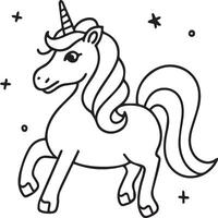 Unicorn coloring pages. Unicorn outline vector images. Cute design unicorn outline vector