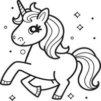 Unicorn coloring pages. Unicorn outline vector images. Cute design unicorn outline vector