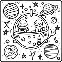 Space coloring pages. Space outline vector for coloring book