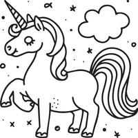 Unicorn coloring pages. Unicorn outline vector images. Cute design unicorn outline vector