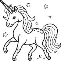 Unicorn coloring pages. Unicorn outline vector images. Cute design unicorn outline vector