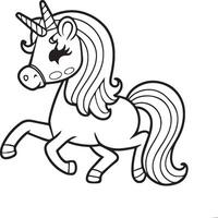 Unicorn coloring pages. Unicorn outline vector images. Cute design unicorn outline vector