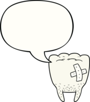 cartoon bad tooth and speech bubble png