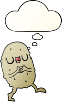 cartoon happy potato and thought bubble in smooth gradient style png