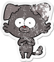 distressed sticker of a nervous dog cartoon png