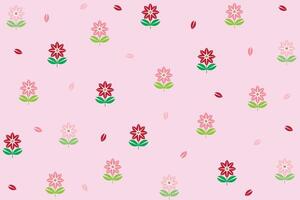 Illustration, Abstract flower with leaf on pink background. vector