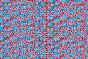 Illustration pattern of the red abd blue Chinese clouds on red  background. vector