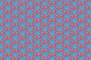 Illustration pattern of the red abd blue Chinese clouds on red  background. vector