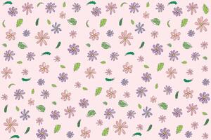 Illustration pattern of flower with leaf on soft pink background. vector