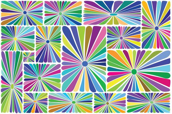 Illustration abstract of the multi color flowers in square shape on white background.