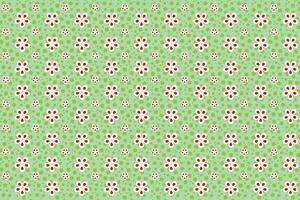 Illustration, pattern of flower with green square on soft green background. vector