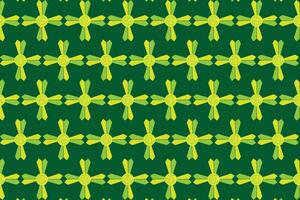 Illustration, pattern of green flower on deep green background. vector