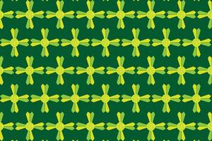 Illustration, pattern of green flower on deep green background. vector