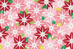 Illustration, Abstract red and pink flower with leaf on white background. vector