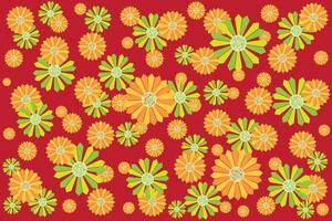 Illustration, pattern of Abstract flower on red  background. vector