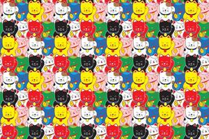 Illustration of the lucky cats in multi color background. vector
