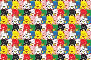 Illustration of the lucky cats in multi color background. vector