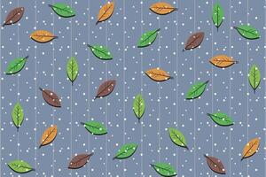 Illustration, pattern of leaf with line and white dot on grey background. vector