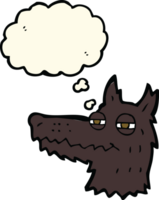 cartoon smug wolf face with thought bubble png