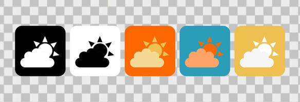 Set cloud sun icons, illustration design. For logo, symbol or web design. Vector flat illustration.