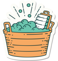 sticker of tattoo style old washboard and scrubbing bowl png