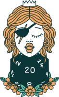 human rogue with natural twenty dice roll illustration png