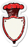 adesivo retrô angustiado de um escudo heráldico de desenho animado png